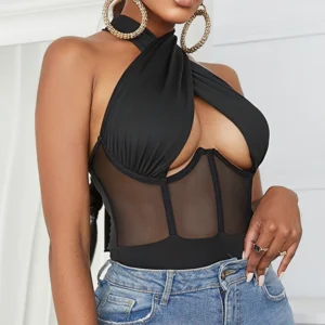 body corset negro elegante para mujer, ideal para lencería y looks sensuales con estilo