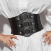 Hebilla tipo corset ajustable para cinturón con cordones y cierre metálico, ideal para estilizar la cintura y aportar un toque de elegancia femenina
