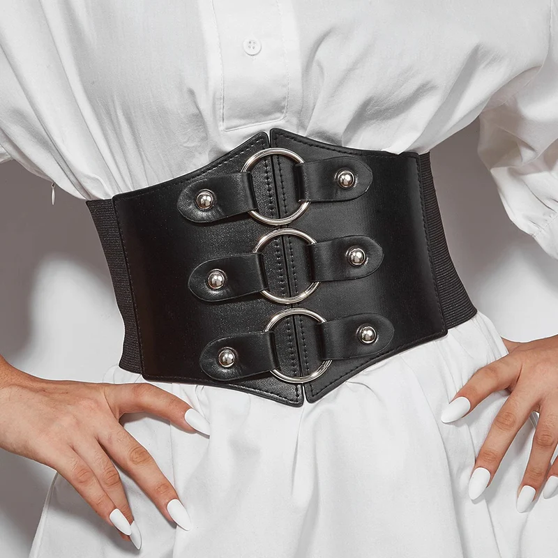 Hebilla tipo corset ajustable para cinturón con cordones y cierre metálico, ideal para estilizar la cintura y aportar un toque de elegancia femenina