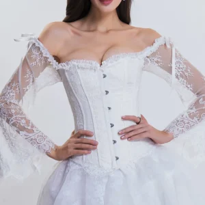 corset bustier blanco de encaje para mujer, ideal para novias, lencería elegante o eventos especiales