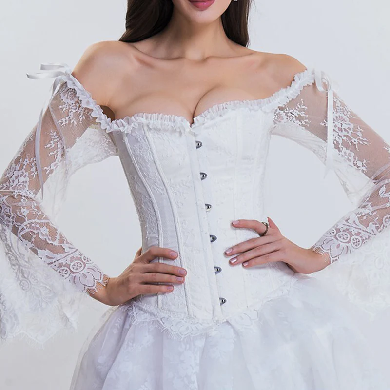 corset bustier blanco de encaje para mujer, ideal para novias, lencería elegante o eventos especiales