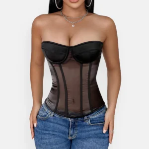 Bustier corset transparente con varillas – prenda sensual para realzar busto y cintura con estilo elegante