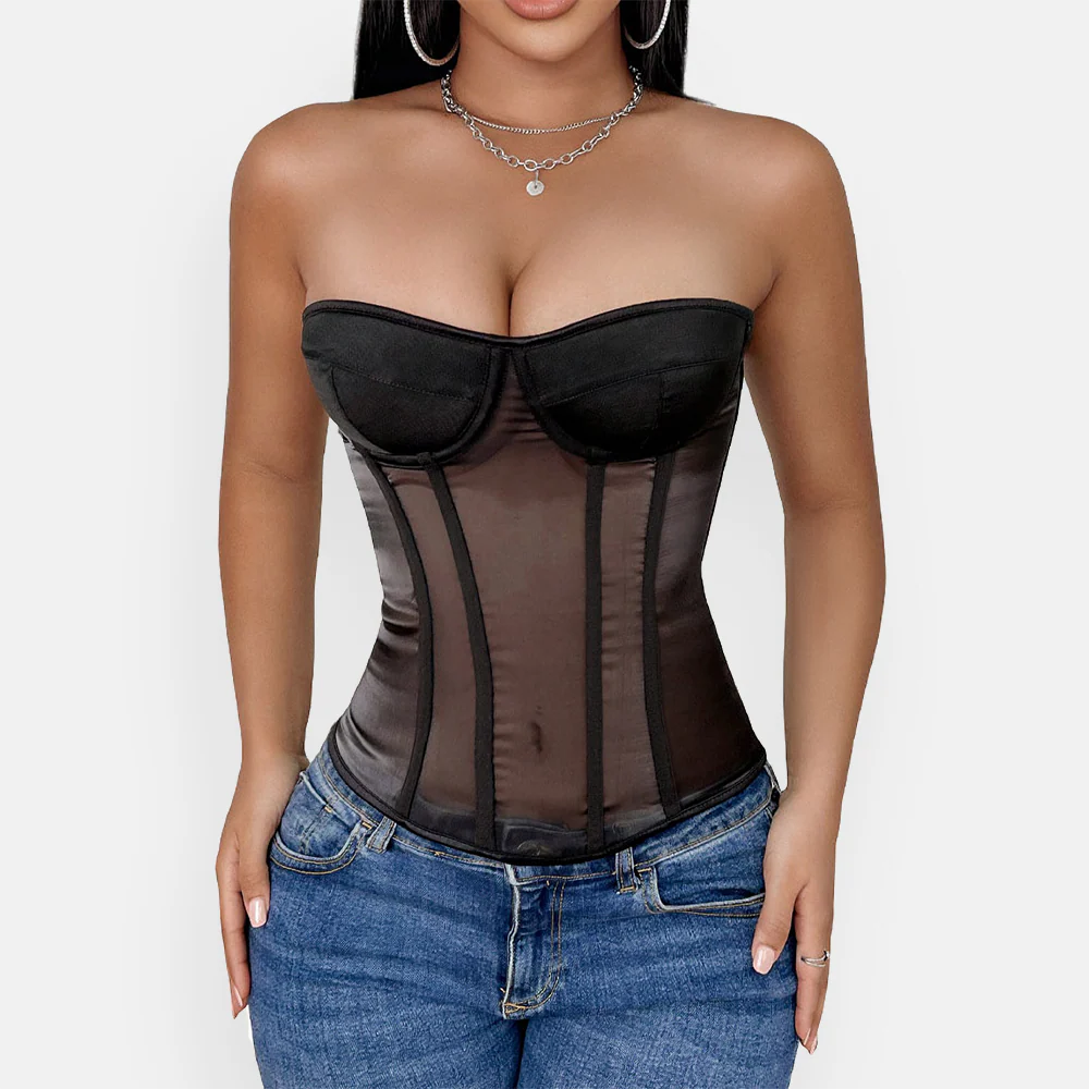 Bustier corset transparente con varillas – prenda sensual para realzar busto y cintura con estilo elegante