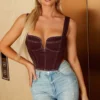 Bustier denim estilo vaquero para mujer, moderno, sexy y urbano
