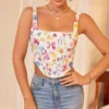 Bustier floral para mujer con tirantes, estilo romántico y entallado