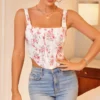 Bustier de flores para mujer, diseño romántico y ajustado con estampado floral elegante