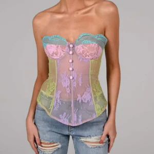 Bustier multicolor con estampado original para mujer, moderno y atrevido