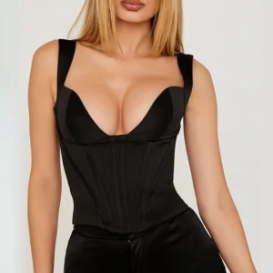 Bustier negro con tirantes ajustables para mujer, elegante y favorecedor