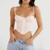 Bustier rosa con encaje delicado para mujer, diseño romántico y sensual