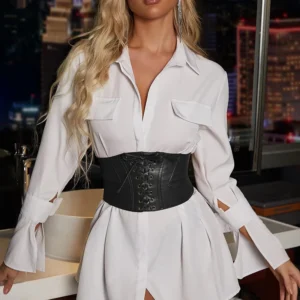 Cinturón tipo corset con cordones ajustables – accesorio para definir la cintura sobre camisas o vestidos