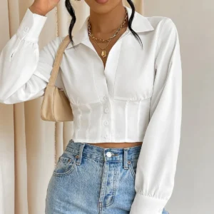 Corset tipo blusa (chemisier) para mujer, elegante y estructurado, ideal para oficina, eventos o looks femeninos y sofisticados