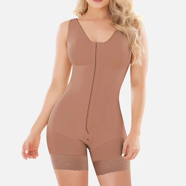 Combinación faja moldeadora para mujer – Control suave de abdomen, cintura y muslos con escote abierto y tirantes ajustables