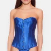 Corset bustier azul con encaje floral para mujer, ideal para realzar busto y cintura con elegancia