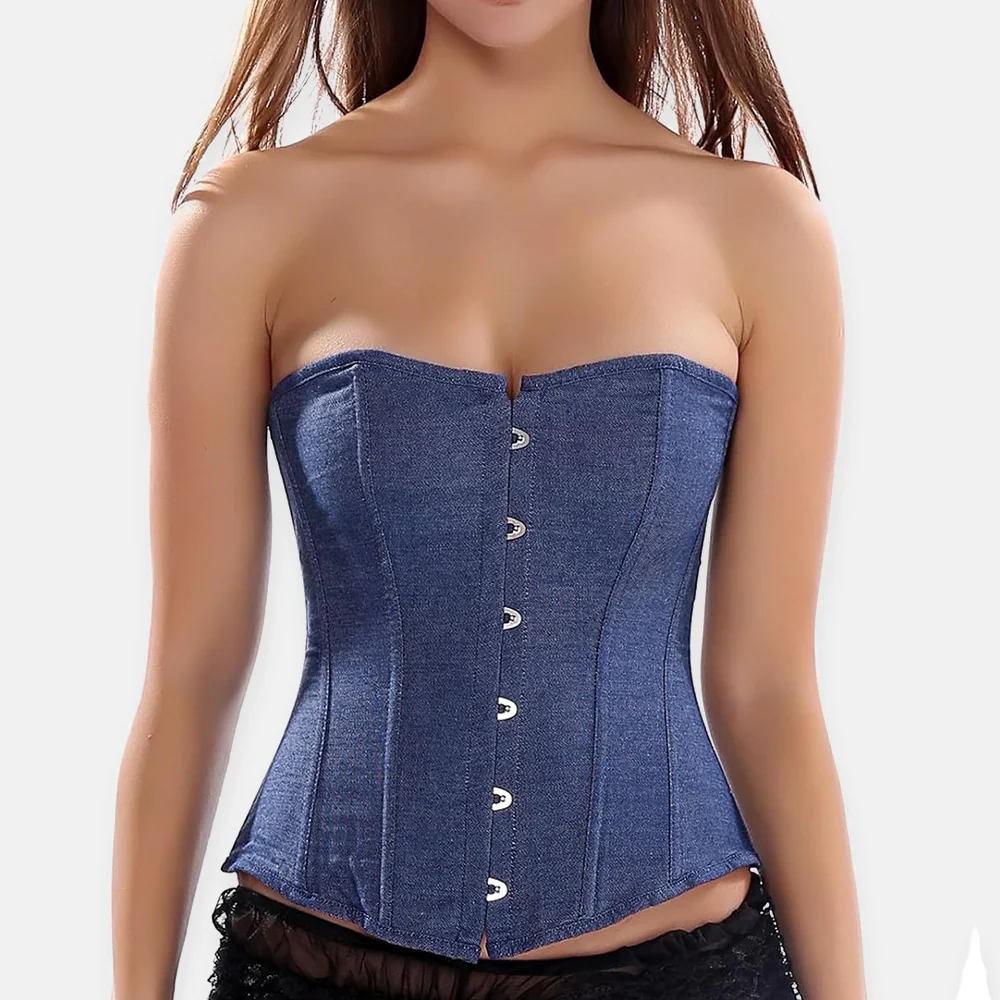 Corset bustier de mezclilla para mujer, estilo urbano en denim que define la silueta
