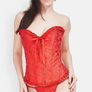 Corset bustier rojo para mujer con encaje y ajuste perfecto