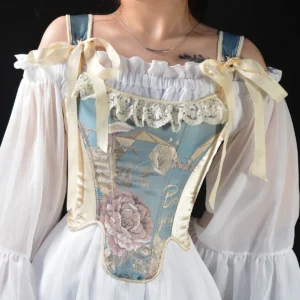 corset bustier victoriano negro elegante para mujer estilo retro