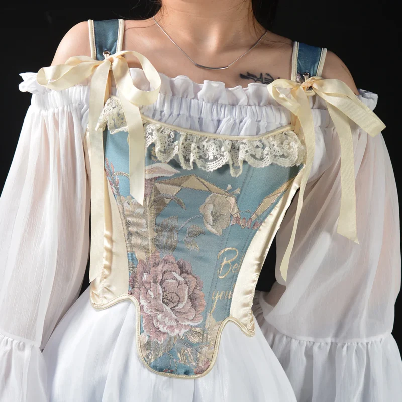 corset bustier victoriano negro elegante para mujer estilo retro