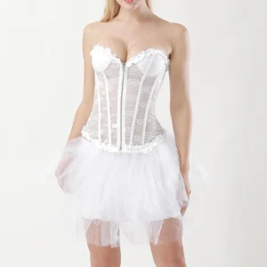corset blanco de encaje para mujer, elegante y moldeador, ideal para bodas o looks femeninos
