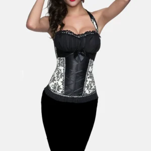 Corset victoriano para mujer con encaje floral y tirantes elegantes