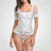 Corset blanco para mujer con cordones visibles y escote corazón elegante