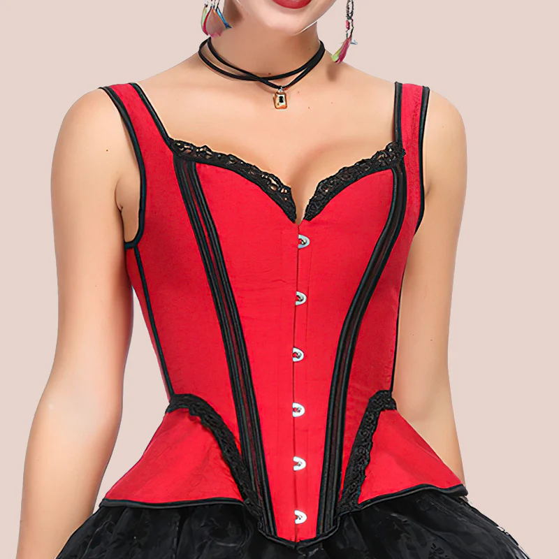 Corset rojo para mujer con escote corazón y tirantes ajustables