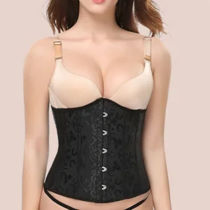 Corset victoriano para mujer en estilo serre-taille con brocado elegante, ideal para looks góticos, vintage o temáticos y realzar la cintura