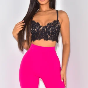 Crop top bustier de encaje para mujer, sensual y elegante, ideal para citas, eventos o lencería con estilo