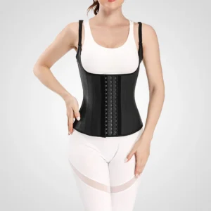 Faja corset de látex para mujer – Alta compresión para moldear cintura y abdomen con varillas internas y cierre ajustable por corchetes