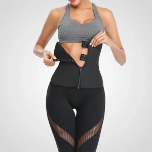 Faja reductora de látex para mujer – Cinturilla moldeadora con cierre frontal, varillas internas y compresión firme para vientre plano