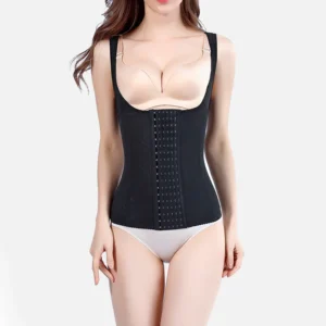 Chaleco reductor moldeador para mujer – Control de abdomen y cintura con cierre frontal y varillas internas para mejorar la postura