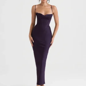 Vestido corset negro con encaje y tirantes ajustables – sensual y elegante