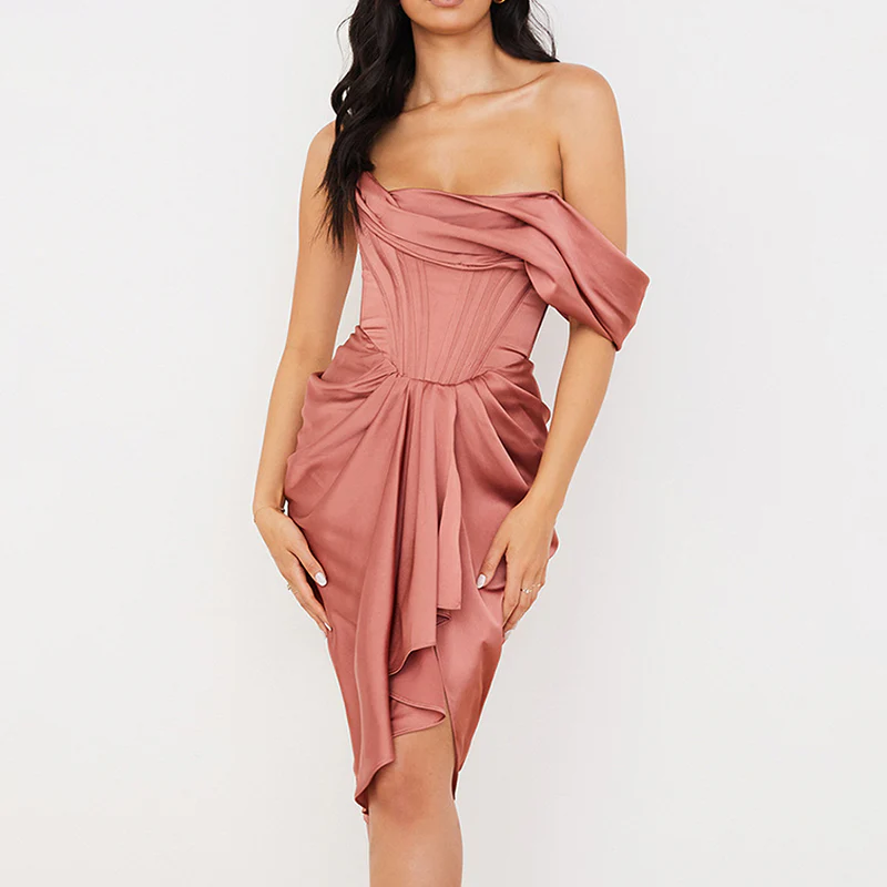 Vestido bustier drapeado para mujer, elegante y sensual, ideal para eventos nocturnos y fiestas especiales con efecto corset favorecedor