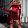 vestido bustier de terciopelo negro elegante para mujer, ideal para eventos y fiestas nocturnas con estilo