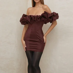Vestido corset bustier negro con falda para cóctel – elegante y moldeador