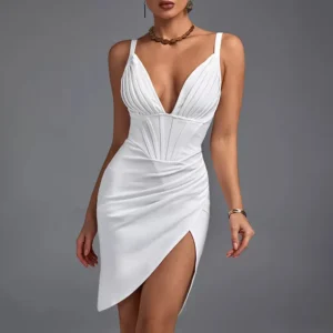 Corset vestido blanco corto para mujer estilo nupcial y angelical