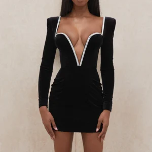 Vestido corset negro transparente con encaje para mujer – lencería sexy y seductora