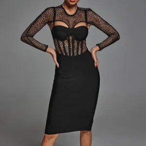 Vestido de noche corset con encaje – elegante, estructurado y perfecto para eventos especiales y galas