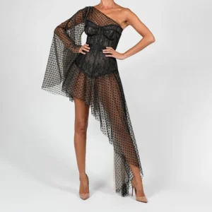 Vestido largo con corset negro para mujer, elegante y ajustado, ideal para galas y eventos especiales
