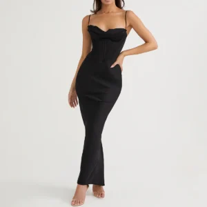 Vestido largo con corset elegante para mujer estilo gala