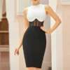 Vestido corset blanco y negro – diseño bicolor elegante con estructura que realza la silueta