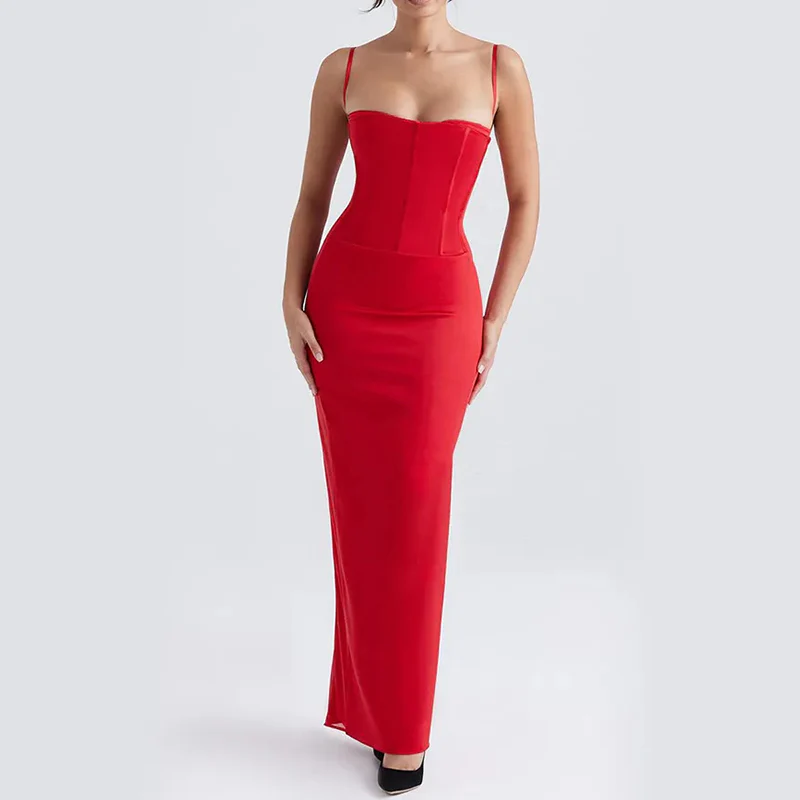Vestido corset rojo ajustado para mujer – sensual, elegante y moldeador