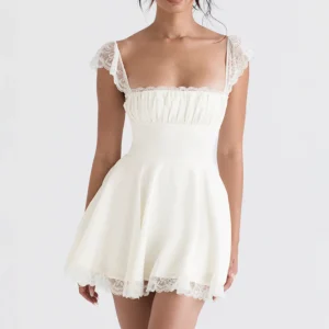 vestido corset blanco de encaje elegante para mujer, ideal para bodas, lencería y noches especiales