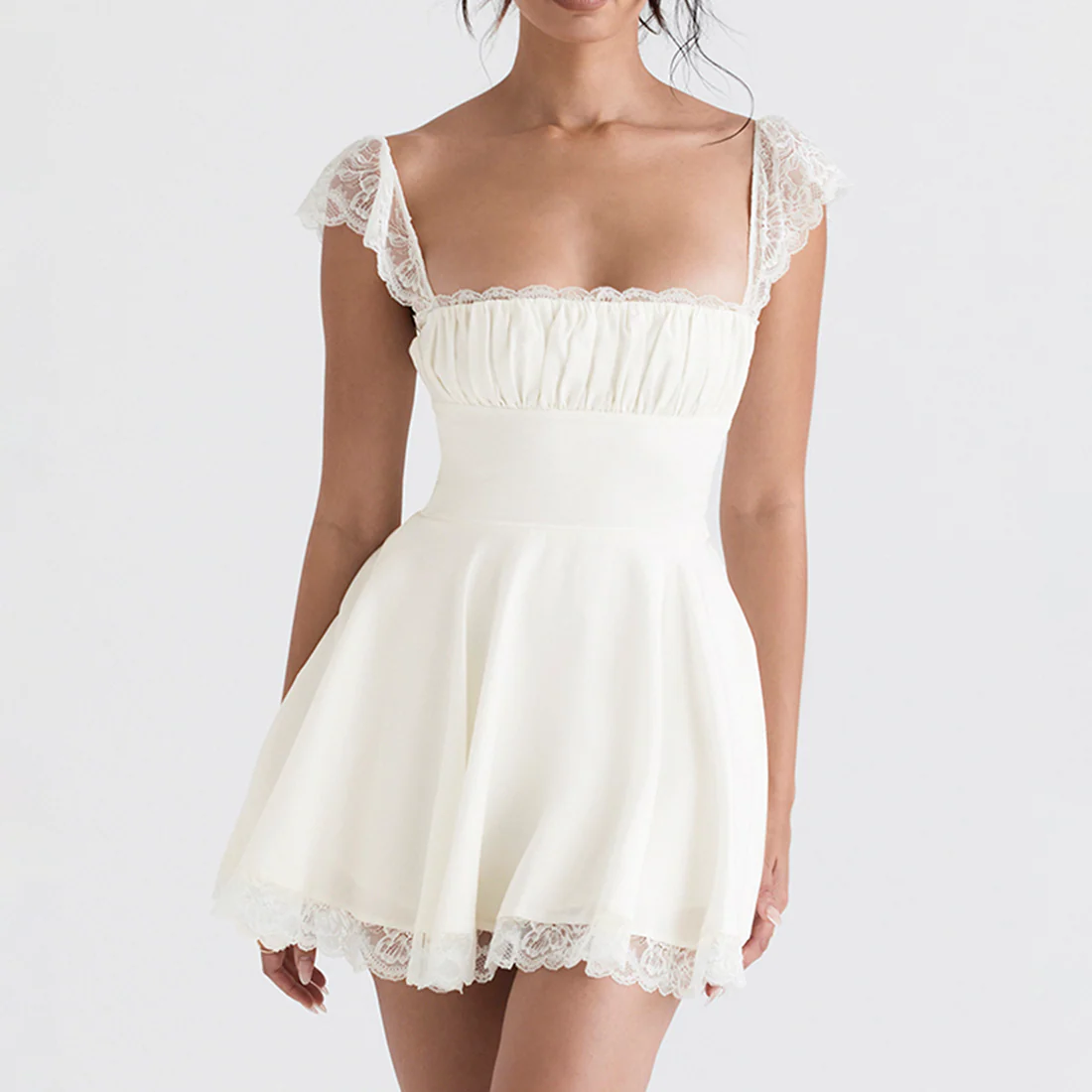 vestido corset blanco de encaje elegante para mujer, ideal para bodas, lencería y noches especiales