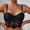 corset bustier corto negro elegante para mujer, ideal para looks sensuales y urbanos