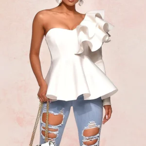 Top bustier peplum para mujer, elegante y estructurado, ideal para eventos, looks románticos o estilismos sofisticados