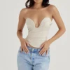 Top bustier sexy para mujer, ajustado, sin tirantes y elegante, ideal para fiestas, citas o looks sensuales