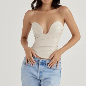 Top bustier sexy para mujer, ajustado, sin tirantes y elegante, ideal para fiestas, citas o looks sensuales