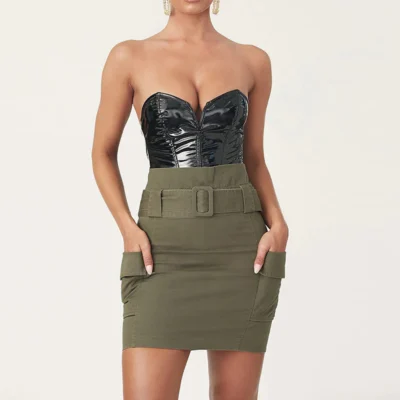 Body bustier sexy negro con transparencias – Lencería tipo corset ajustada para mujer