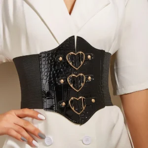 Cinturón corset negro con cordones – Cinturilla estructurada moldeadora para mujer