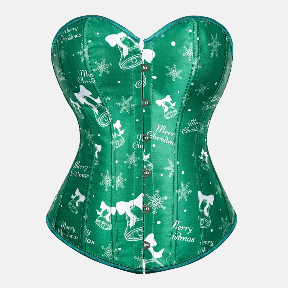 Corset navideño rojo estilo Mamá Noel – Corset sexy con varillas, cordones ajustables y peluche blanco para mujer